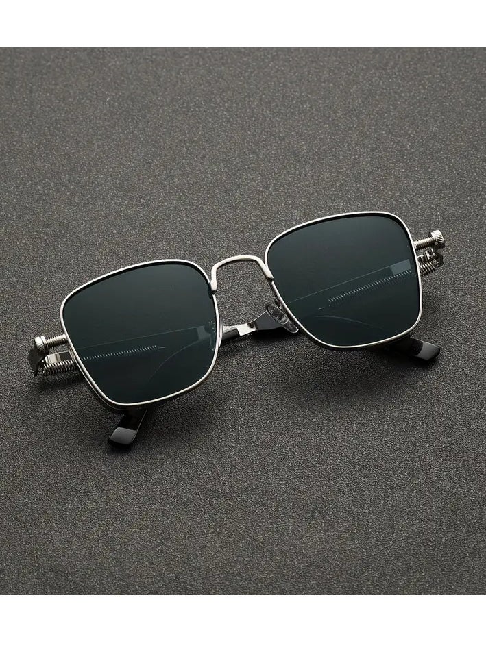 Retro Retro Cool Steampunk Glasses Silvery Square Metal Frame Fashion Glasses For Men Women Outdoor Sports  - Image 3