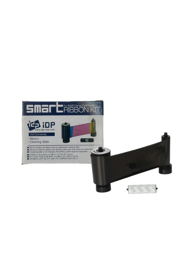 IDP - Smart-30 & 50 series plastic card printer ribbon by IDP - Black , ribbon with cleaning roller, 250 cards/roll (659087) - Image 1