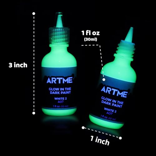 ARTME Glow in The Dark Paint, Glow Paint Set of 12 Bright Colors 30ml/1oz, Long Lasting Glow Fluorescent Perfect for Art Painting, DIY projects, Easter, Halloween, and Christmas Decorations - Image 4