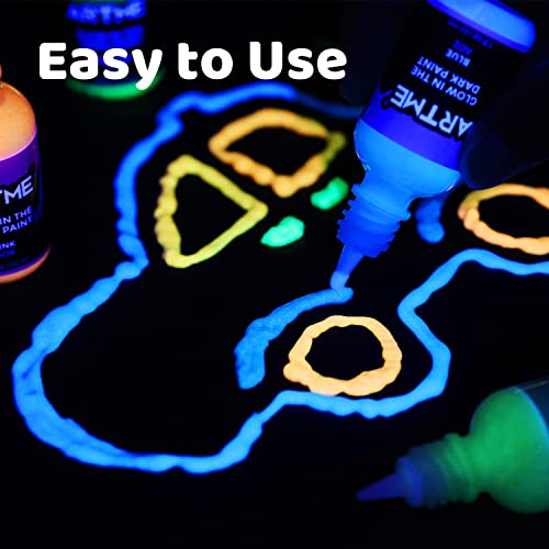 ARTME Glow in The Dark Paint, Glow Paint Set of 12 Bright Colors 30ml/1oz, Long Lasting Glow Fluorescent Perfect for Art Painting, DIY projects, Easter, Halloween, and Christmas Decorations - Image 5