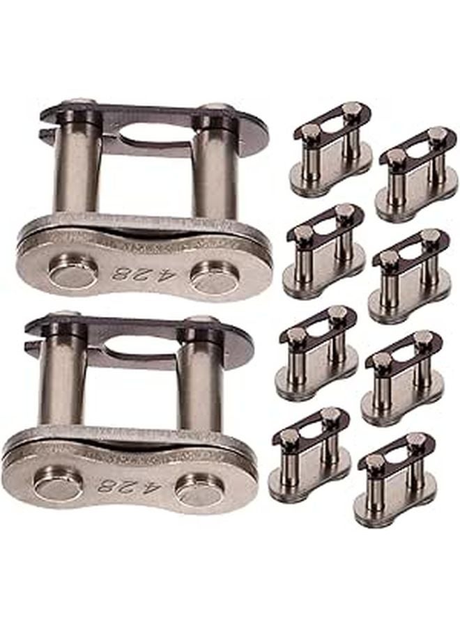 Heavy Duty Chain Connecting Links Set Of 10 For Motorcycle ATV Roller Chain - Image 1