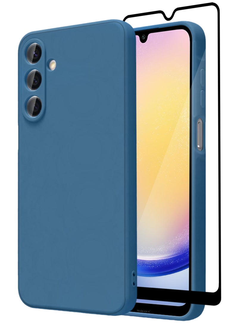 CATANES 2Packs Liquid Silicone Case for Samsung Galaxy A15 Protective Phone Case with Soft Anti-Scratch Microfiber Lining Utra Slim Drop Protection Phone Cover with 3D Screen Protector - Blue - Image 1