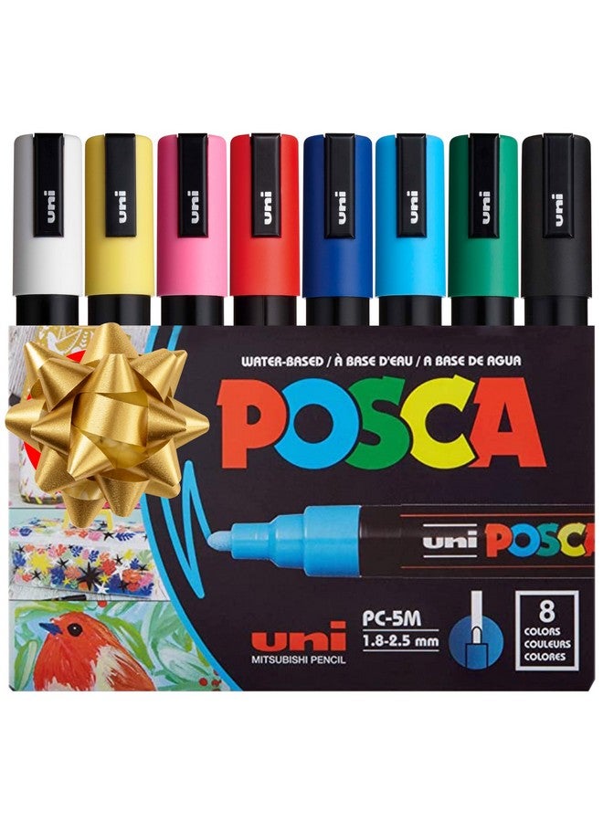 POSCA 8-Color Paint Marker Set, PC-5M Medium - Image 1