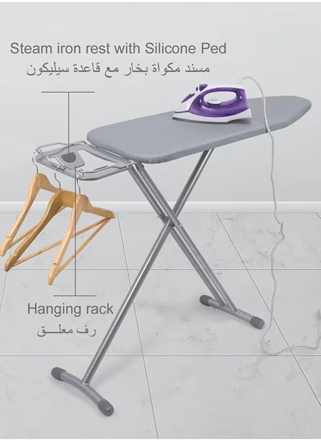 VOGMAX - Ironing board with grey heat shield, height-adjustable, 110x30x80 cm - Image 1