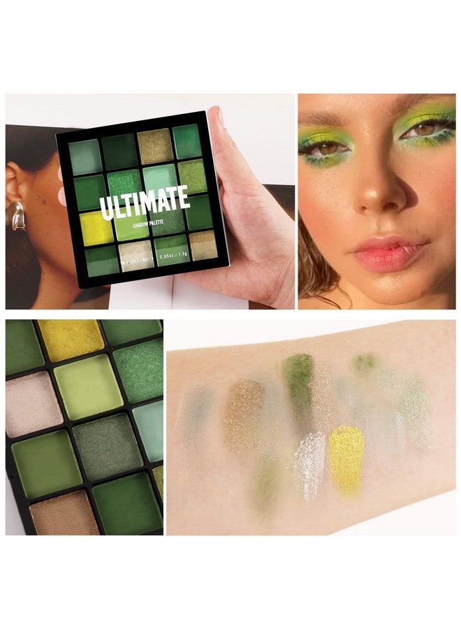 Boobeen Colorful Eyeshadow Palette Makeup-16 Colors, Matte and Glitter Eyeshadow, Bright Eyeshadow palettes, Blendable, Easy to Build Dramatic Glamour Looks (Green) - Image 5