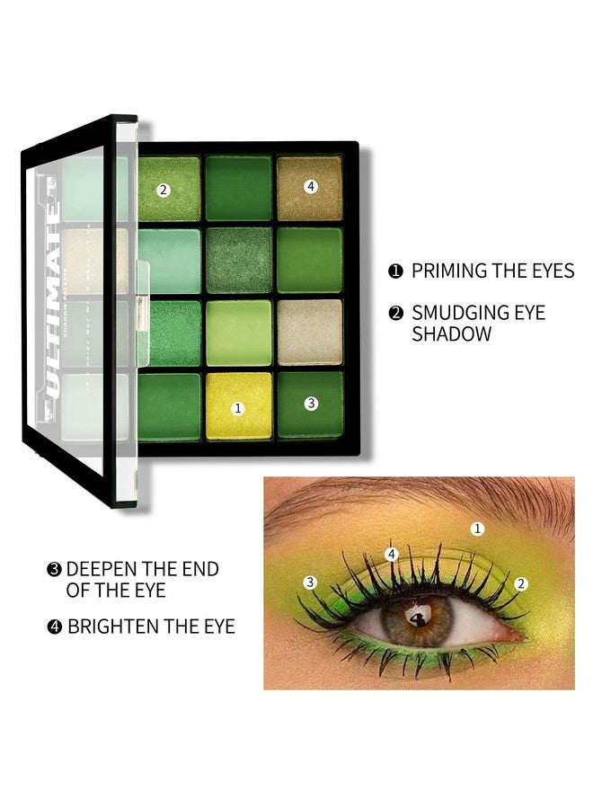 Boobeen Colorful Eyeshadow Palette Makeup-16 Colors, Matte and Glitter Eyeshadow, Bright Eyeshadow palettes, Blendable, Easy to Build Dramatic Glamour Looks (Green) - Image 4