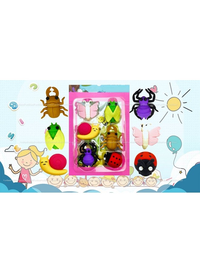 فنبلاست ممحاة فن بلاست للأطفال - مجموعة ممحاة بموضوع الحشرات للأطفال، ممحاة للأطفال، مجموعة ممحاة كهدية إرجاع، مجموعة أدوات مكتبية للأطفال، ممحاة مطاطية للأطفال، مجموعة أدوات مكتبية للأطفال (6 قطع) - Image 5