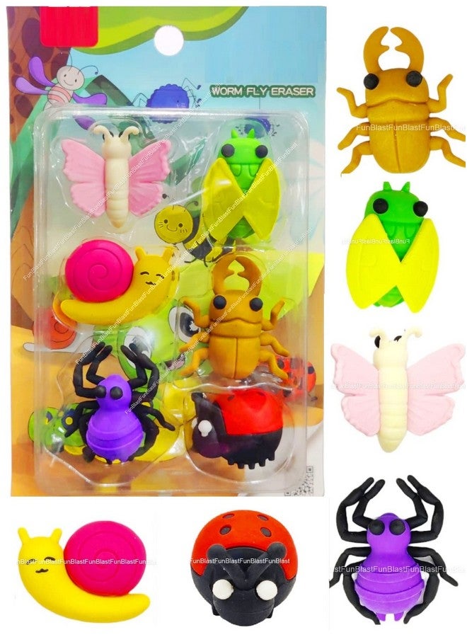 فنبلاست ممحاة فن بلاست للأطفال - مجموعة ممحاة بموضوع الحشرات للأطفال، ممحاة للأطفال، مجموعة ممحاة كهدية إرجاع، مجموعة أدوات مكتبية للأطفال، ممحاة مطاطية للأطفال، مجموعة أدوات مكتبية للأطفال (6 قطع) - Image 1