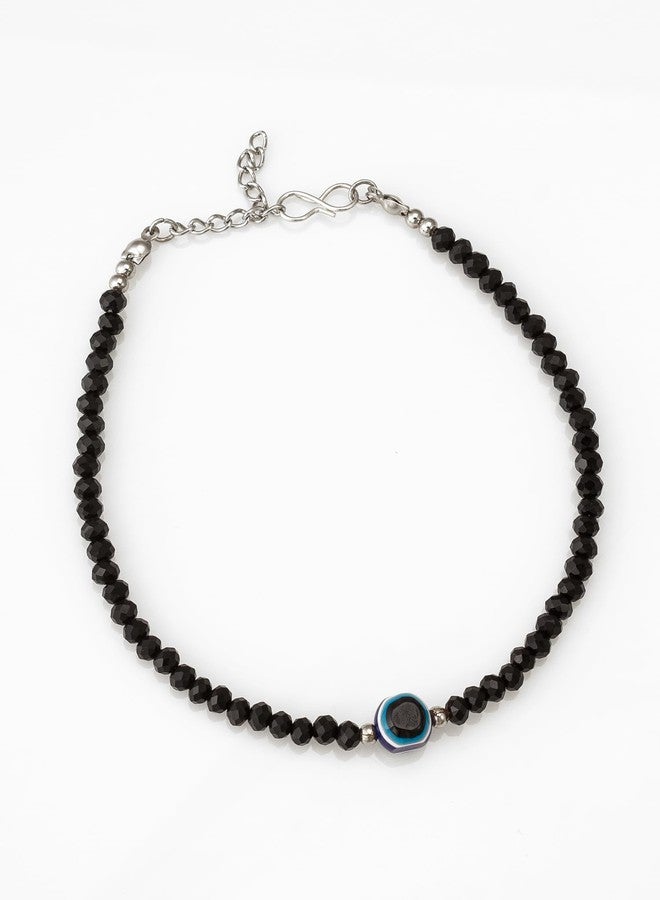 Aadita Elegant Women's Brass Crystal Beads Adjustable, Lightweight Casual and Formal Wear 1 Anklet (AK5211_Black) - Image 4