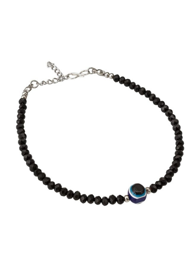 Aadita Elegant Women's Brass Crystal Beads Adjustable, Lightweight Casual and Formal Wear 1 Anklet (AK5211_Black) - Image 2