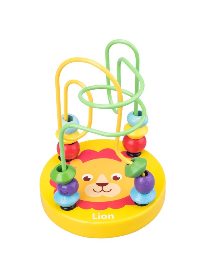 Capstro Montessori Wooden Learning Toy Set – 6-in-1 Educational Collection with Shape Sorting Puzzles (Three-Part, Four Pillar & Five Column), Lion Bead Maze, Penguin Teaching Clock & Rainbow Xylophone for Kids - Image 3