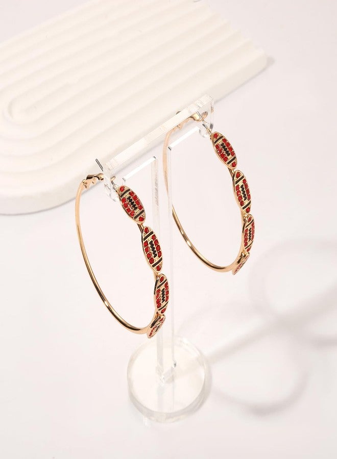 NLCAC Football Hoop Earrings for Women Game Day Team Spirit Earrings Football Mom Sports Jewelry Game Day Outfits Accessories Gifts - Image 2