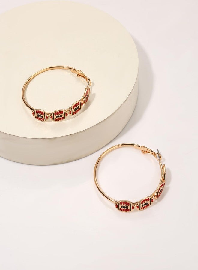 NLCAC Football Hoop Earrings for Women Game Day Team Spirit Earrings Football Mom Sports Jewelry Game Day Outfits Accessories Gifts - Image 3