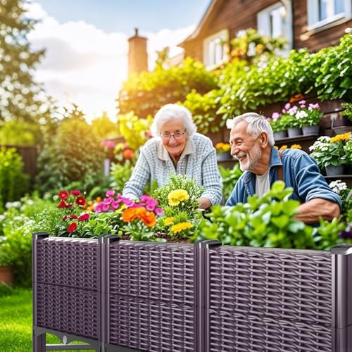 Klippehop Raised Garden Bed with Reinforcement Rods Elevated Planter Boxes for Outdoor Plants with Drainage Holes for Flowers Vegetables Herbs Patio Backyard Deck Balcony, Purple - Image 2