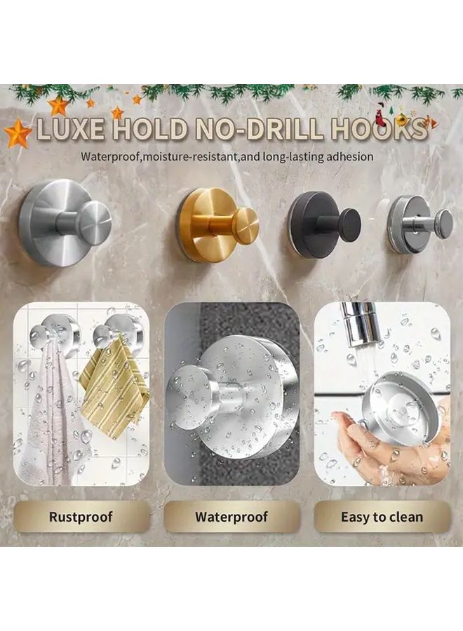 4pcs Matte Silvery Suction Cup Hooks 15LBS Load Capacity for Bathroom Kitchen - Image 3