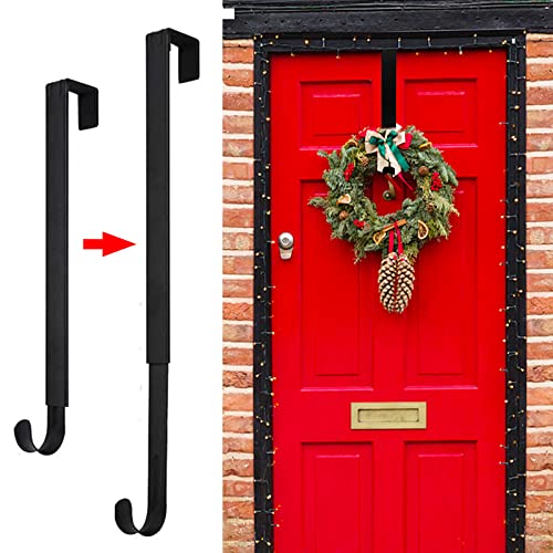 ZMCINER GP Life Wreath Hanger for Front Door, Adjustable from 15 to 25 Inches Hanger, 20 lbs Larger Door Upgrade Christmas Fall Wreaths Decorations Hook (Black) - Image 1