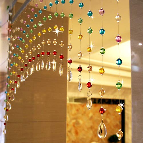 PINDIA Fancy Sparkling 9 Feet Wide Arch Bead Hanging Curtain with Pure Glass Drops - Multicolor (Set of 60 Strings) - Image 1