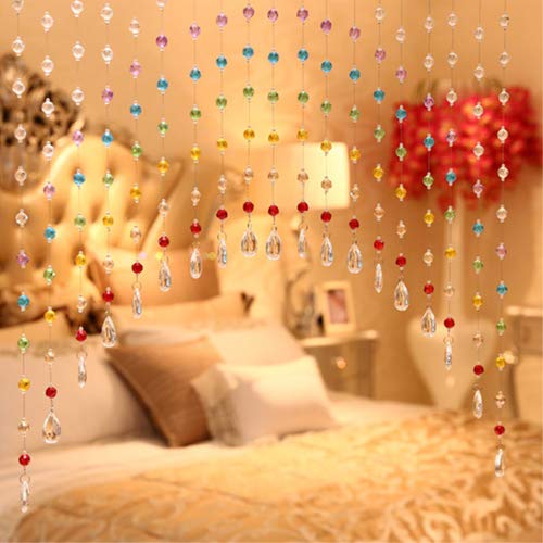 PINDIA Fancy Sparkling 9 Feet Wide Arch Bead Hanging Curtain with Pure Glass Drops - Multicolor (Set of 60 Strings) - Image 2