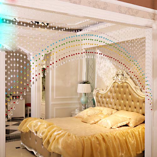 PINDIA Fancy Sparkling 9 Feet Wide Arch Bead Hanging Curtain with Pure Glass Drops - Multicolor (Set of 60 Strings) - Image 3