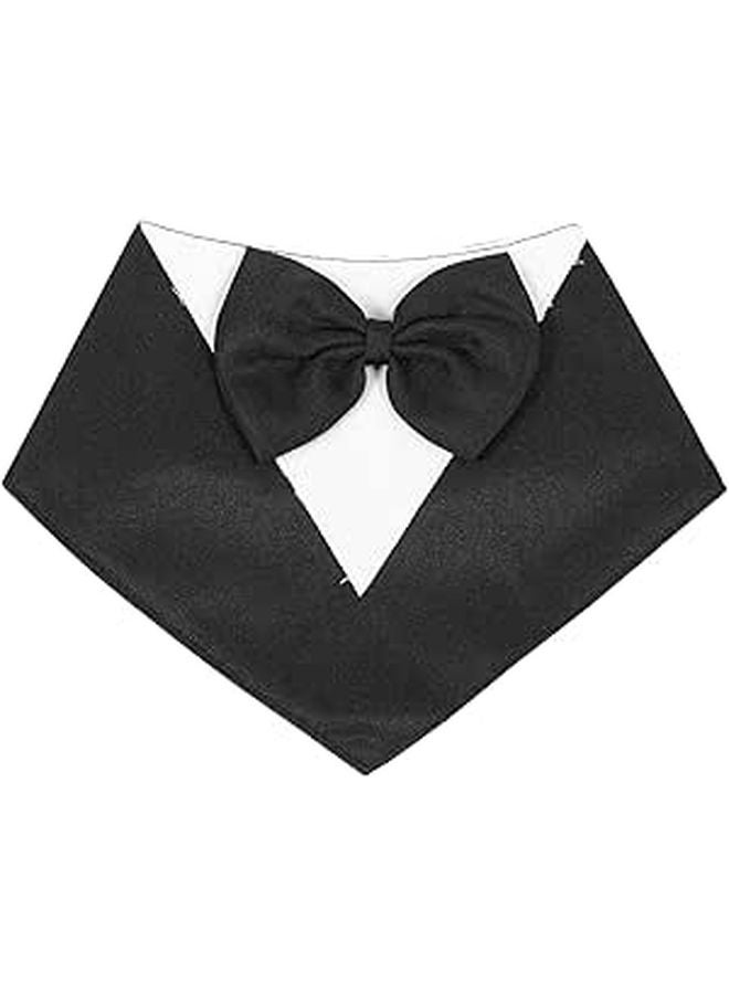 Black Adjustable Dog Birthday Collar With Bow Tie Bandana For Party Occasion - Image 1