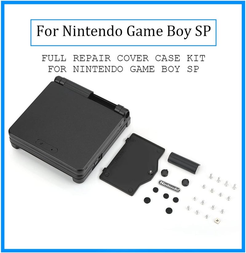 klarako for Game Boy Advance GBA SP Protective ABS Case Cover Repair Parts Kit (Black) - Image 2