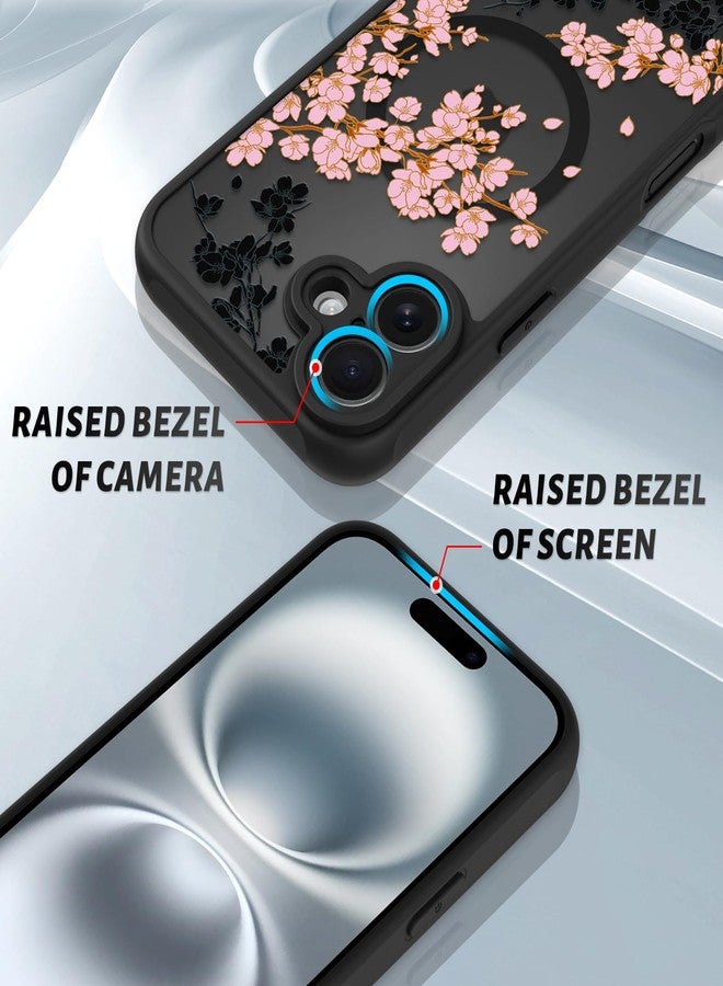 OOK Case for iPhone 16 Plus (Compatible with MagSafe) Floral Flowers Design Translucent Phone Cover Soft TPU + Hard PC Anti-Scratch Shockproof Magnetic Cute Case for Women - Pink - Image 3