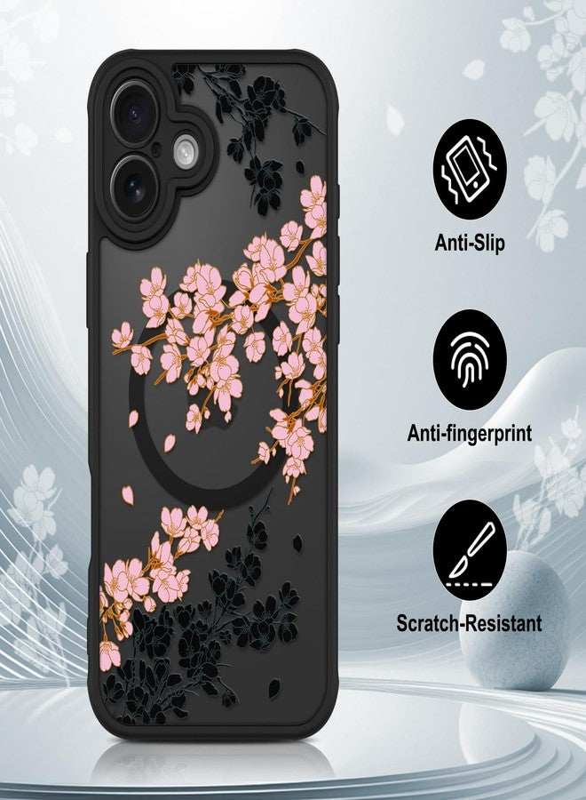 OOK Case for iPhone 16 Plus (Compatible with MagSafe) Floral Flowers Design Translucent Phone Cover Soft TPU + Hard PC Anti-Scratch Shockproof Magnetic Cute Case for Women - Pink - Image 5
