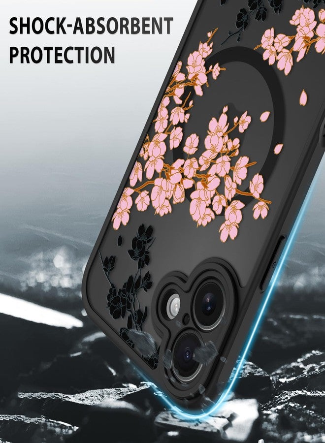 OOK Case for iPhone 16 Plus (Compatible with MagSafe) Floral Flowers Design Translucent Phone Cover Soft TPU + Hard PC Anti-Scratch Shockproof Magnetic Cute Case for Women - Pink - Image 4