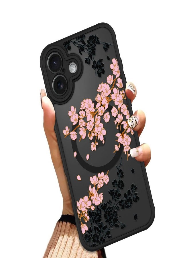 OOK Case for iPhone 16 Plus (Compatible with MagSafe) Floral Flowers Design Translucent Phone Cover Soft TPU + Hard PC Anti-Scratch Shockproof Magnetic Cute Case for Women - Pink - Image 1