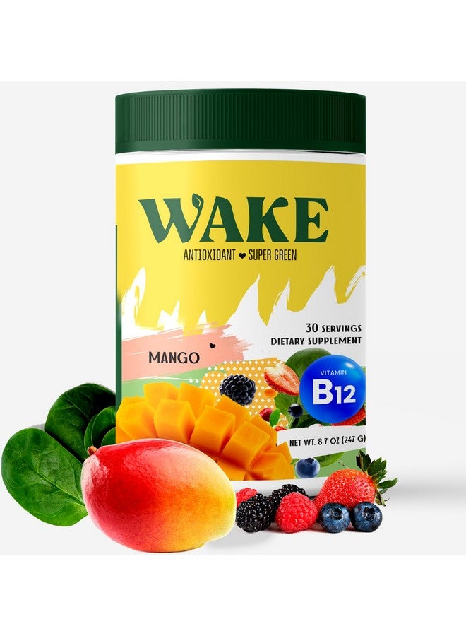 Wake Antioxidant Super Greens, Best Natural Powder Superfood, Spirulina & Chlorella, Vitamin B12, Non-GMO Vegan Drink, Juice & Smoothie Blend, Enzymes, Probiotics, Acai Berry & Camu Camu - Image 1