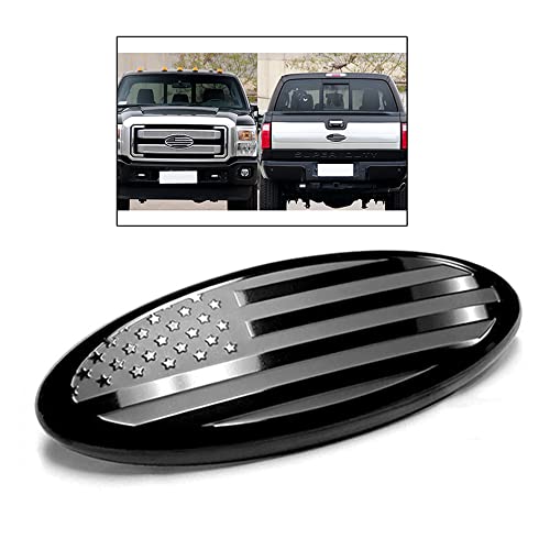ontto 1PCS Front Grille Rear Tailgate Emblem American Flag Oval Decal Badge Nameplate Sticker Fit for Ford F150 F250 F350 Black9 - Image 1
