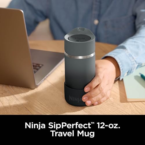 Ninja Travel Mug Sip Perfect 12oz Brings Hot Drinks to Sippable Temperature in Minutes Stainless Steel Leak Proof Dishwasher Safe Metal Insulated Tumbler Black DW1203BK - Image 3
