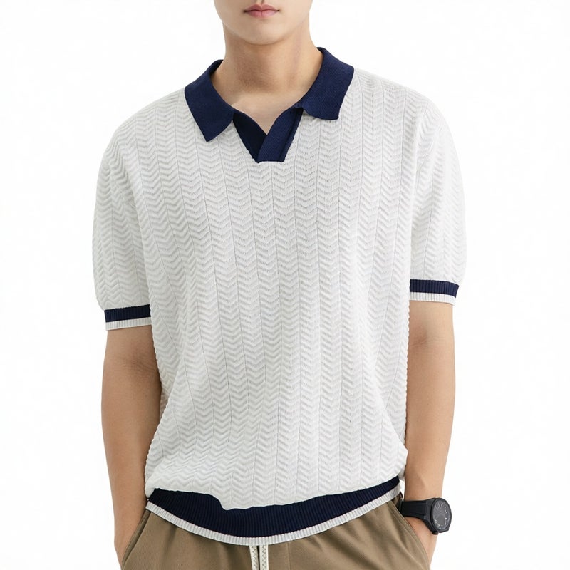 Men's Short Sleeve Polo Shirt Casual Breathable Summer Top - Image 1