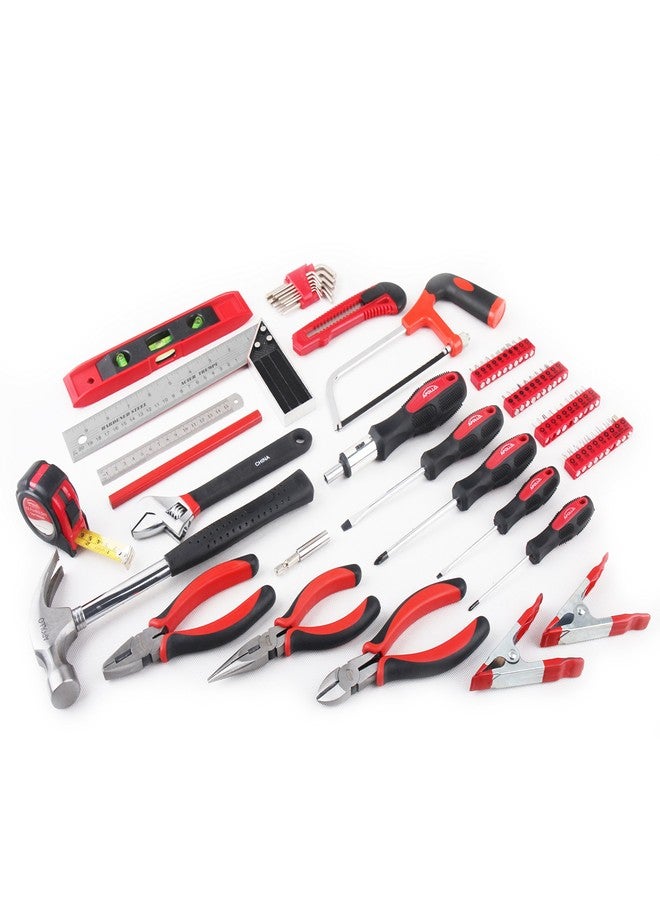 Apollo Tools 71 Piece Complete Household Tool Set with Clamp, Hacksaw, Carpenter Square, Screwdriver and Plier Sets for College, Home Repairs and DIY - Red - DT0204 - Image 3
