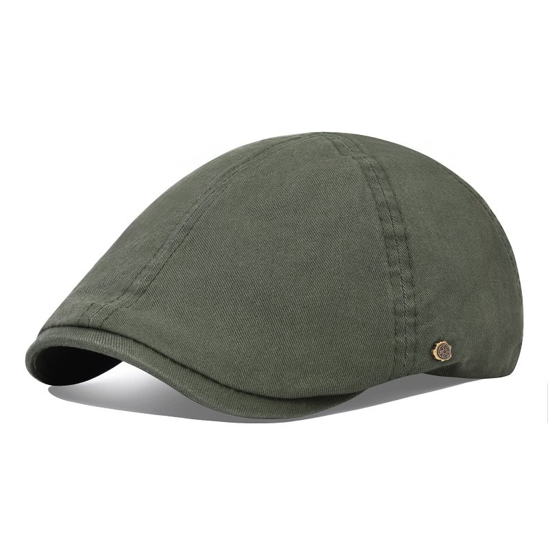 VOBOOM Cotton Flat Cabbie Hat Gatsby Ivy Irish Hunting Newsboy Cap (Army Green) - Image 1