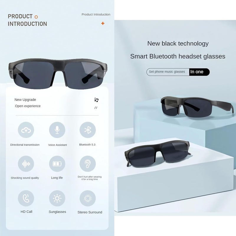 نظارات برو ذكية بلوتوث سماعات الأذن  نظارات شمسية لاسلكية للموسيقى والمكالمات ومساعد الصوت  حماية الأشعة فوق البنفسجية ، ميكروفون تقليل الضوضاء ، صوت مفتوح الأذن للقيادة ، ركوب الدراجات ، الرياضات في الهواء الطلق - Image 5