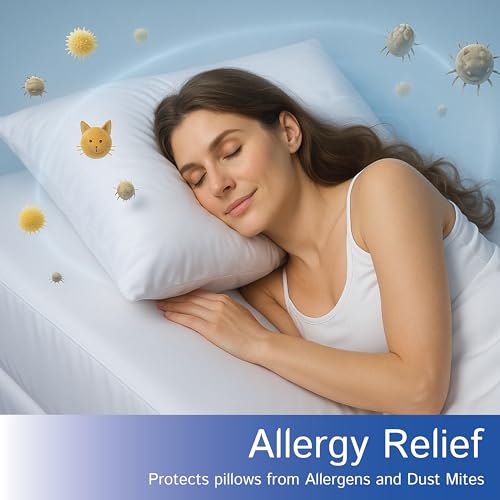 Four Seasons Essentials Queen Size Waterproof Pillow Protectors (Set of 2) – Zippered Hypoallergenic Pillowcase Cover Allergen Dust Proof Encasement - Image 3