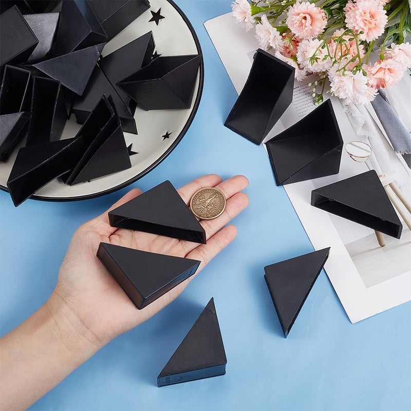 BENECREAT 36Pcs 6 Sizes Triangle Protector Translucent Plastic Corner Guards Covers Proofing Edge Protector for Picture Frame Mirror Ceramic Glass Transparent Protection Black - Image 2