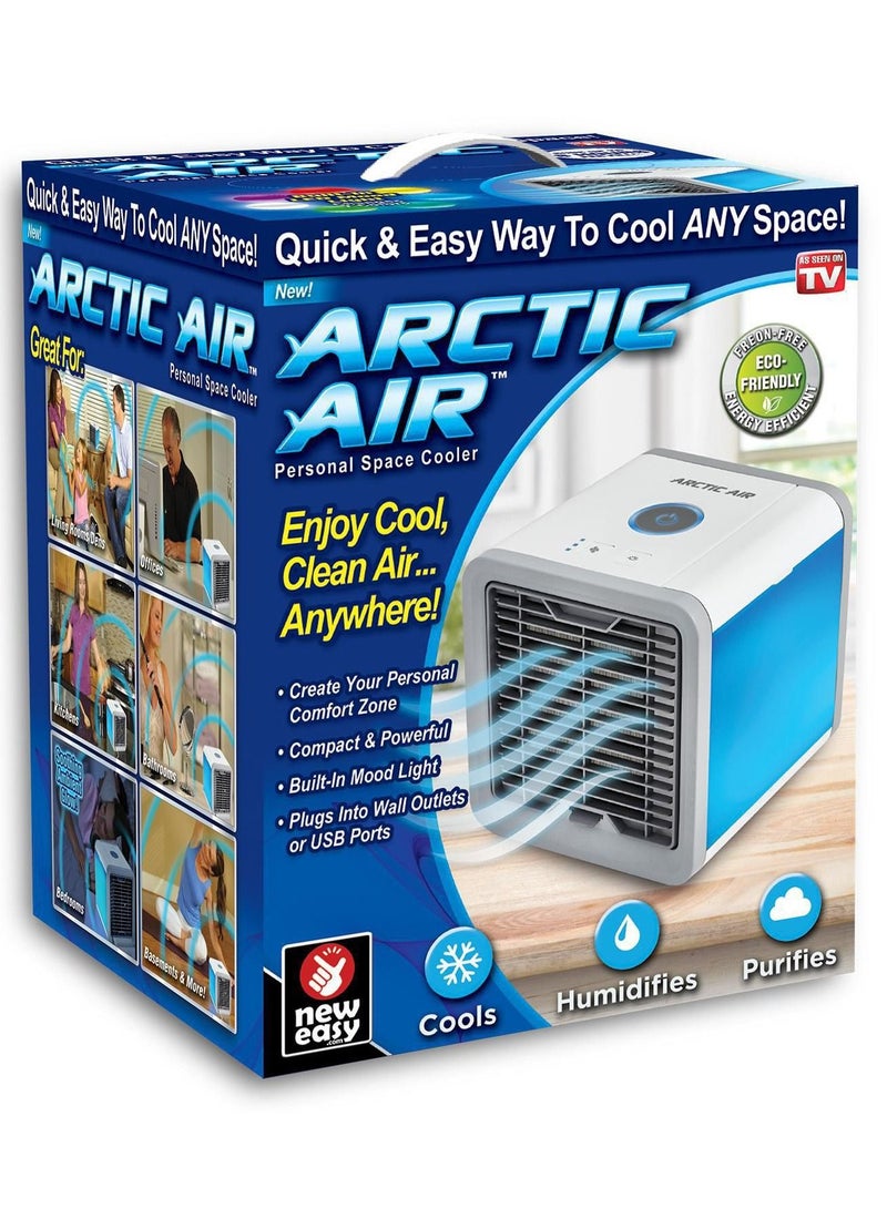 ARCTIC AIR مكيف هواء صغير محمول USB مبرد هواء مساحة شخصية 3 في 1 مكيف هواء محمول، مرطب، منقي مع 7 أضواء ملونة  - Image 1