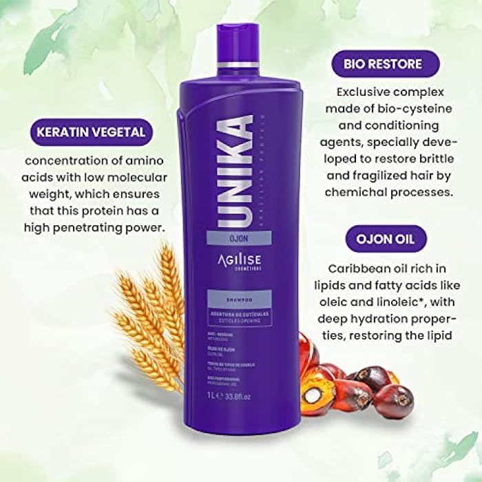 agilise UNIKA Clarifying Shampoo for Women, Deep Cleansing Shampoo with Ojon Oil - Anti Residue Shampo for All Hair Types - Prepares Hair for Straightening Treatment - Vegan, 33.8 fl oz / 1L - Image 4