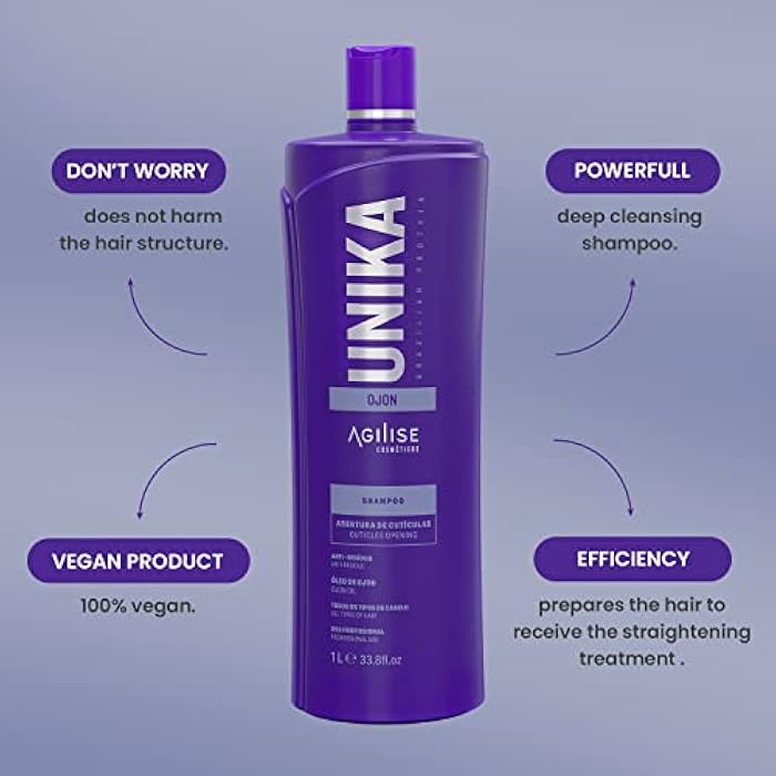 agilise UNIKA Clarifying Shampoo for Women, Deep Cleansing Shampoo with Ojon Oil - Anti Residue Shampo for All Hair Types - Prepares Hair for Straightening Treatment - Vegan, 33.8 fl oz / 1L - Image 5