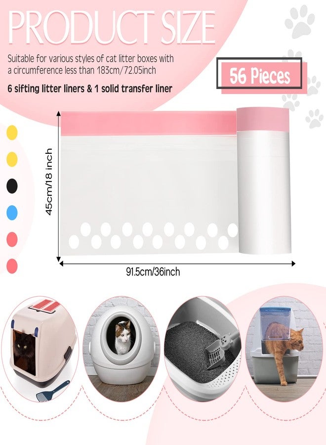 Sabary 56 Count Sifting Cat Litter Bags Jumbo Thick Cat Litter Box Liners with Holes Disposable Extra Large Feline Pan Liners with Drawstring Scratch Resistant Quick Clean for Kitty Litter Box,36 x 18 Inch - Image 2
