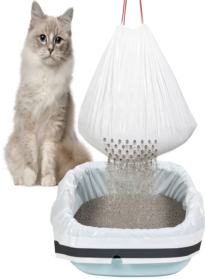 Sabary 56 Count Sifting Cat Litter Bags Jumbo Thick Cat Litter Box Liners with Holes Disposable Extra Large Feline Pan Liners with Drawstring Scratch Resistant Quick Clean for Kitty Litter Box,36 x 18 Inch - Image 1