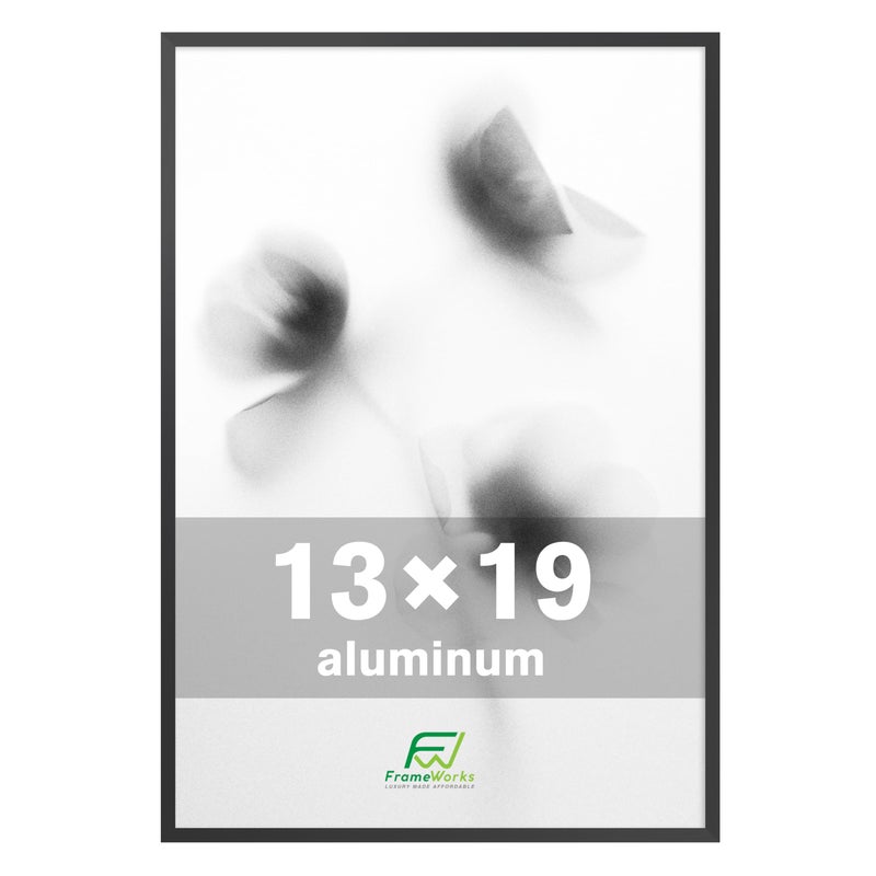 FrameWorks 13x19 Brushed Aluminum Poster Frames  Modern Brushed Metal Design wShatterproof Plexiglass Perfect for Posters Artwork Paintings Wall Displays  Home or Office Decor Black  1 Pack