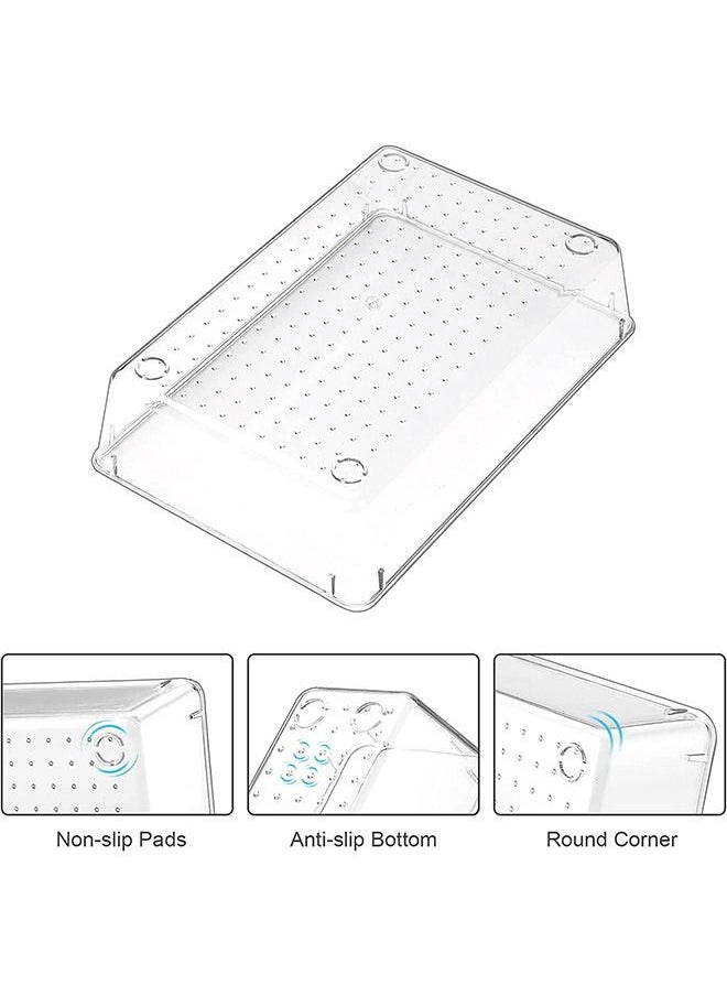 Arabest 9 Pcs Desk Drawer Organizers Trays Set Clear Plastic Storage Bins Bathroom Drawer Tray Dividers Vanity Trays Organizer for Bedroom Dresser Makeup Kitchen Utensil Office  - Image 4