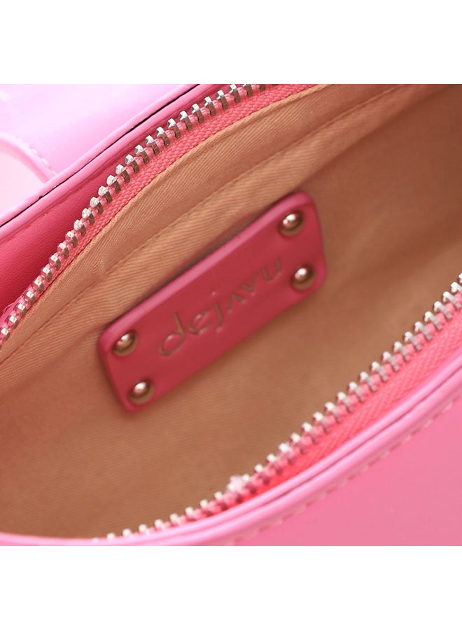 Decorative Multi-Belted Leather Shoulder Bag - Pink
