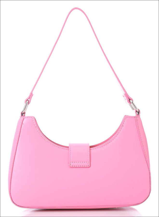 Decorative Multi-Belted Leather Shoulder Bag - Pink