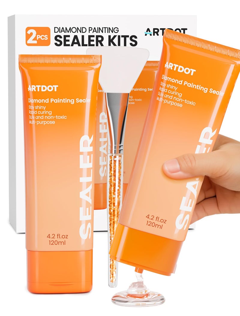 ARTDOT 240 ML Diamond Art Sealer Kits for Adults, Crystal Art Large Capacity Glue as Diamond Painting Accessories and Jigsaw Puzzles Tools - Image 1