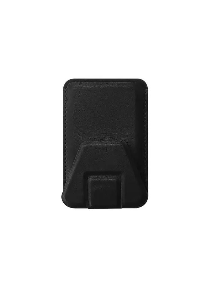 Black Universal Magnetic Wallet Case With Adjustable Stand Holds 4 5 Cards For iPhone 17 16 15 14 13 12 11 - Image 1