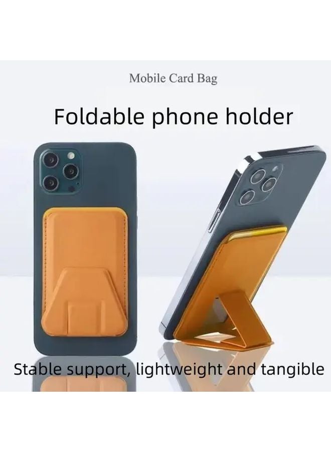 Black Universal Magnetic Wallet Case With Adjustable Stand Holds 4 5 Cards For iPhone 17 16 15 14 13 12 11 - Image 3